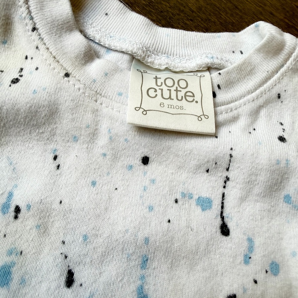Cream & Blue Splatter-Print Kids Set - Picture 3 of 12